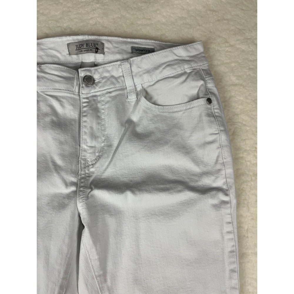 Judy Blue Skinny‎ Fit White Jeans Distressed Raw Hem Size 11 30